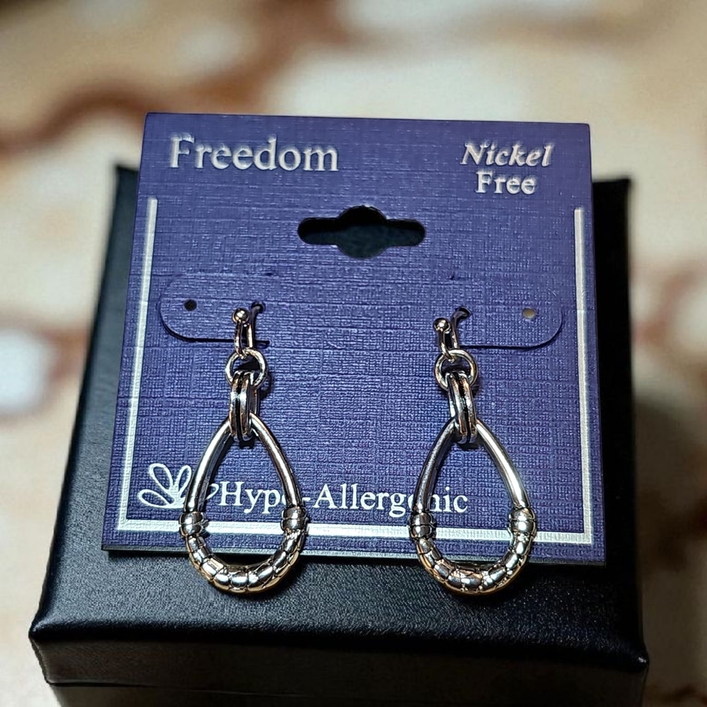Freedom Silver Teardrop Earrings Hypo-Allergenic Nickel Free